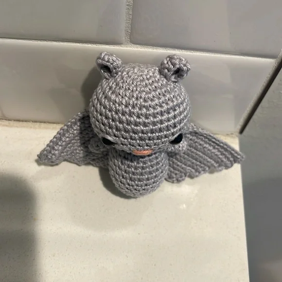 Handcrafted Bat Halloween Figure Holiday Decor Amigurui Crochet Fall Spooky - Picture 3 of 11